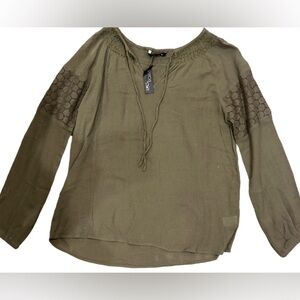 Shinestar Smocked Neck Gauze top